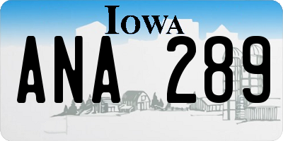 IA license plate ANA289
