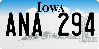 IA license plate ANA294