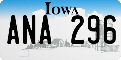 IA license plate ANA296