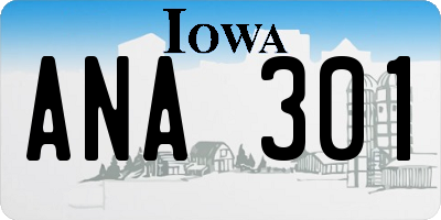 IA license plate ANA301