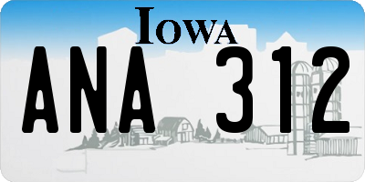 IA license plate ANA312