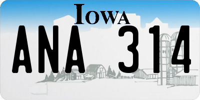 IA license plate ANA314