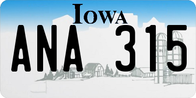 IA license plate ANA315