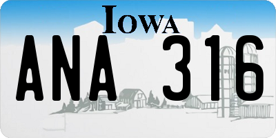 IA license plate ANA316