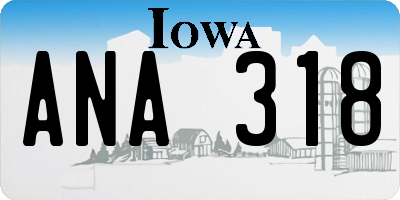 IA license plate ANA318