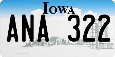 IA license plate ANA322