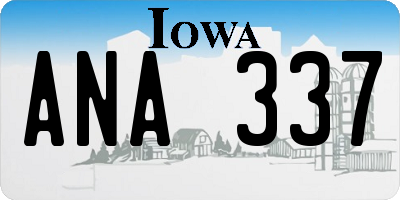 IA license plate ANA337