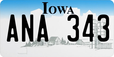 IA license plate ANA343