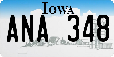 IA license plate ANA348