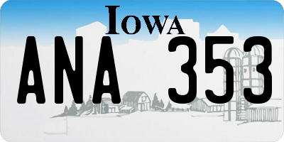 IA license plate ANA353