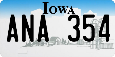 IA license plate ANA354