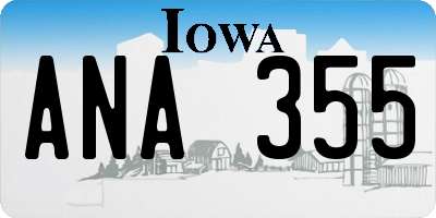 IA license plate ANA355