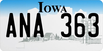 IA license plate ANA363