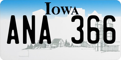 IA license plate ANA366