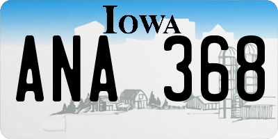 IA license plate ANA368
