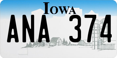 IA license plate ANA374