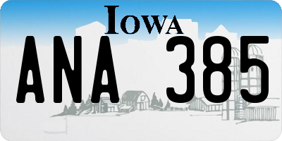 IA license plate ANA385