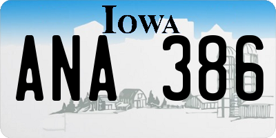 IA license plate ANA386