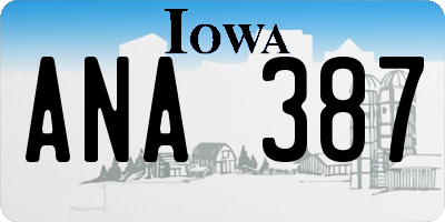 IA license plate ANA387