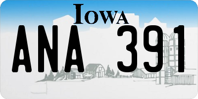 IA license plate ANA391