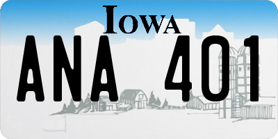 IA license plate ANA401