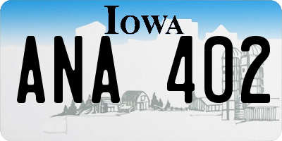 IA license plate ANA402