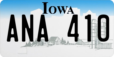 IA license plate ANA410