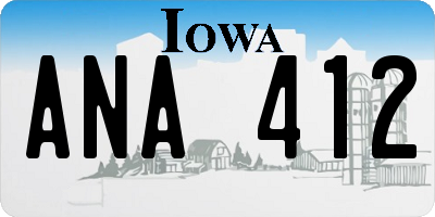 IA license plate ANA412
