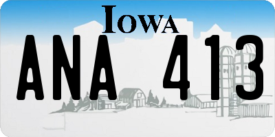 IA license plate ANA413