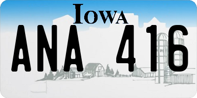 IA license plate ANA416