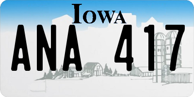 IA license plate ANA417