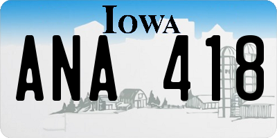 IA license plate ANA418