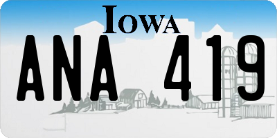 IA license plate ANA419