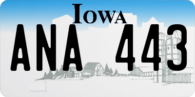 IA license plate ANA443