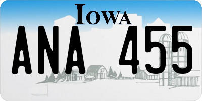 IA license plate ANA455