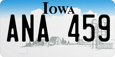 IA license plate ANA459