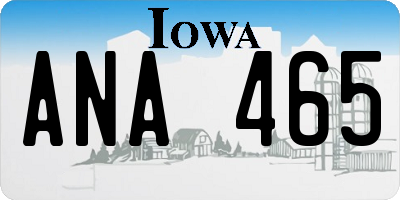 IA license plate ANA465