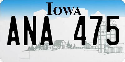 IA license plate ANA475