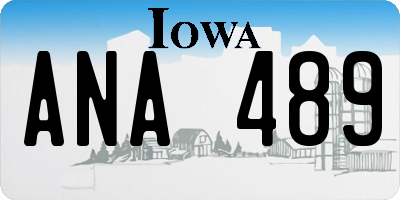 IA license plate ANA489