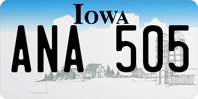 IA license plate ANA505