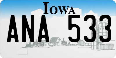IA license plate ANA533