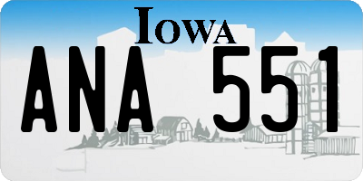 IA license plate ANA551