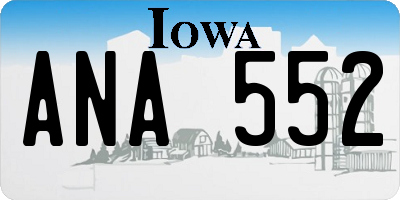 IA license plate ANA552