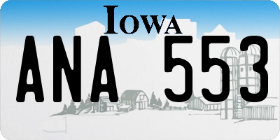 IA license plate ANA553