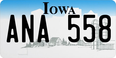 IA license plate ANA558