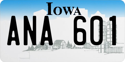 IA license plate ANA601