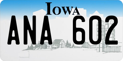 IA license plate ANA602