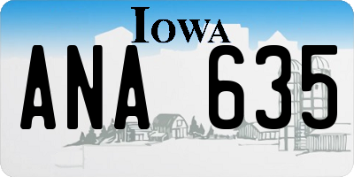 IA license plate ANA635