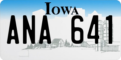 IA license plate ANA641