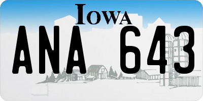 IA license plate ANA643